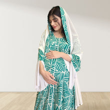 Load image into Gallery viewer, MAHRA GREEN PREMIUM COTTON TRIMMED  MATERNITY AND NURSING DRESS WITH ZIPPER
