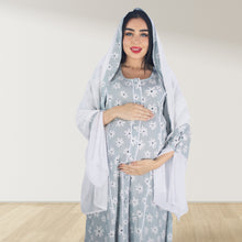 Load image into Gallery viewer, MAHRA GREY PREMIUM COTTON TRIMMED  MATERNITY AND NURSING DRESS WITH ZIPPER
