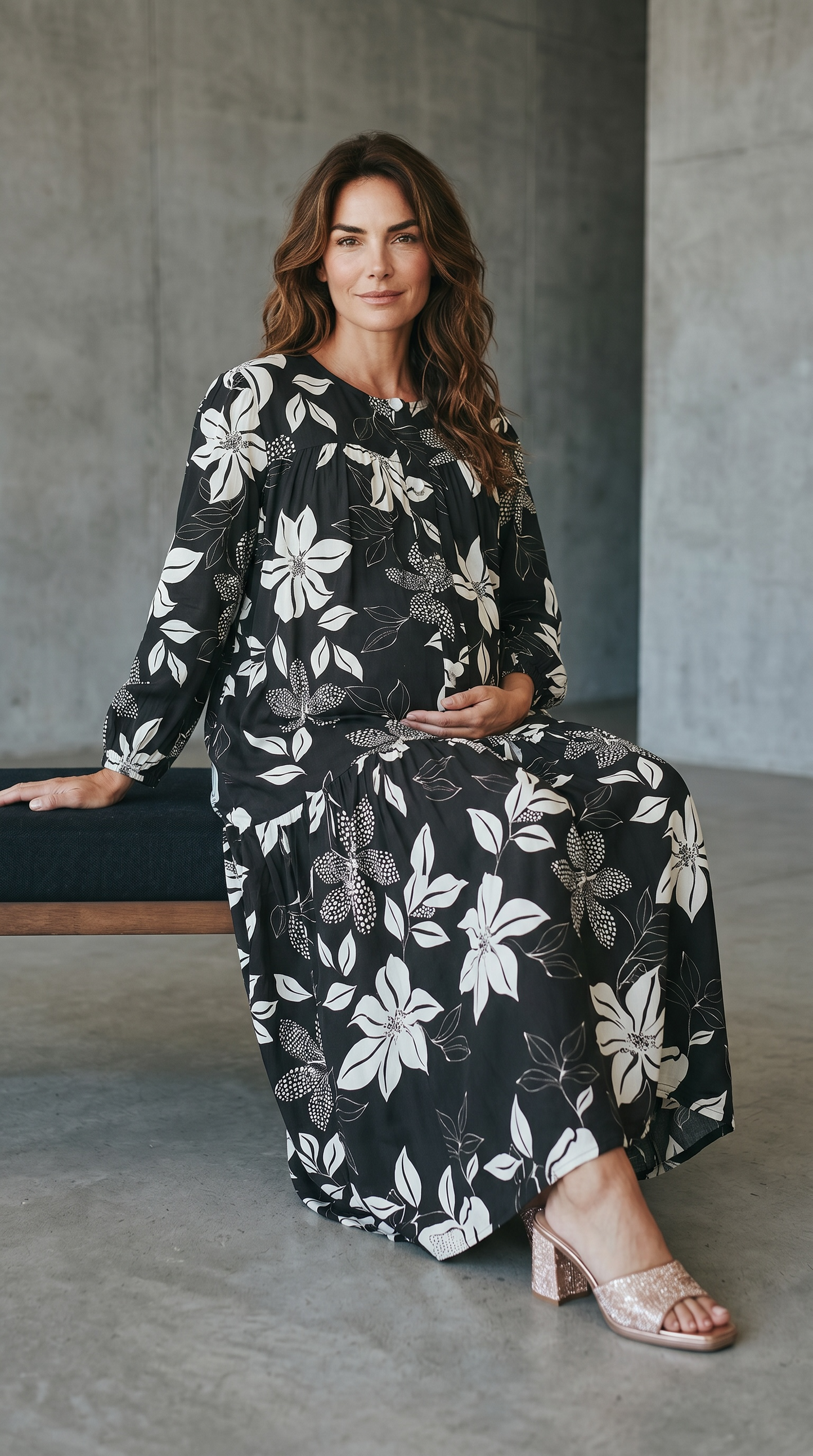 MARYOOM BLACK  RUFFLE MATERNITY AND NURSING DRESS WITH ZIPPER