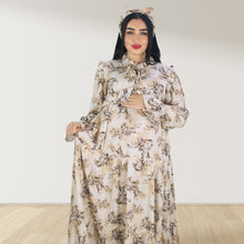 Load image into Gallery viewer, MALIKAT ALWURUD BROWN LAYERED MATERNITY AND NURSING GOWN
