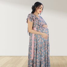 Load image into Gallery viewer, GREY  FARASHA SLEEVELESS  LAYERED MATERNITY AND NURSING GOWN
