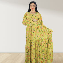 Load image into Gallery viewer, DHABIYA MUSTARD YELLOW  PREMIUM COTTON  LAYERED MATERNITY AND NURSING DRESS WITH ZIPPER
