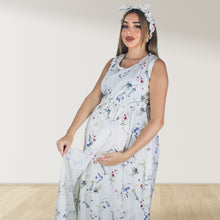 Load image into Gallery viewer, PEARL WHITE BOHO FLORAL  MOMMY AND ME 5 IN 1 LONG MATERNITY SET
