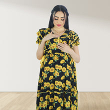 Load image into Gallery viewer, YELLOW FARASHA SLEEVELESS  LAYERED MATERNITY AND NURSING GOWN
