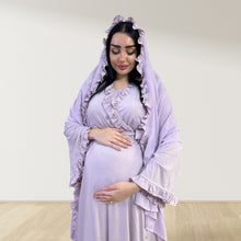 Load image into Gallery viewer, LILAC SIGNATURE RUFFLED ROBE AND LETTUCE SWADDLE SET
