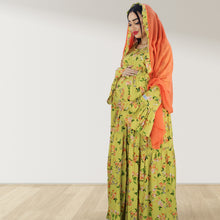 Load image into Gallery viewer, DHABIYA MUSTARD YELLOW  PREMIUM COTTON  LAYERED MATERNITY AND NURSING DRESS WITH ZIPPER
