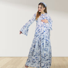 Load image into Gallery viewer, FRENCHY BLUE LAYERED  RUFFLE MATERNITY AND NURSING GOWN
