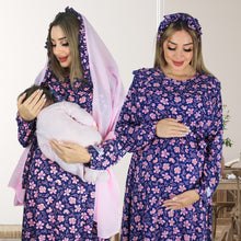 Load image into Gallery viewer, PINK DAISY ZIP MATERNITY AND NURSING GOWN
