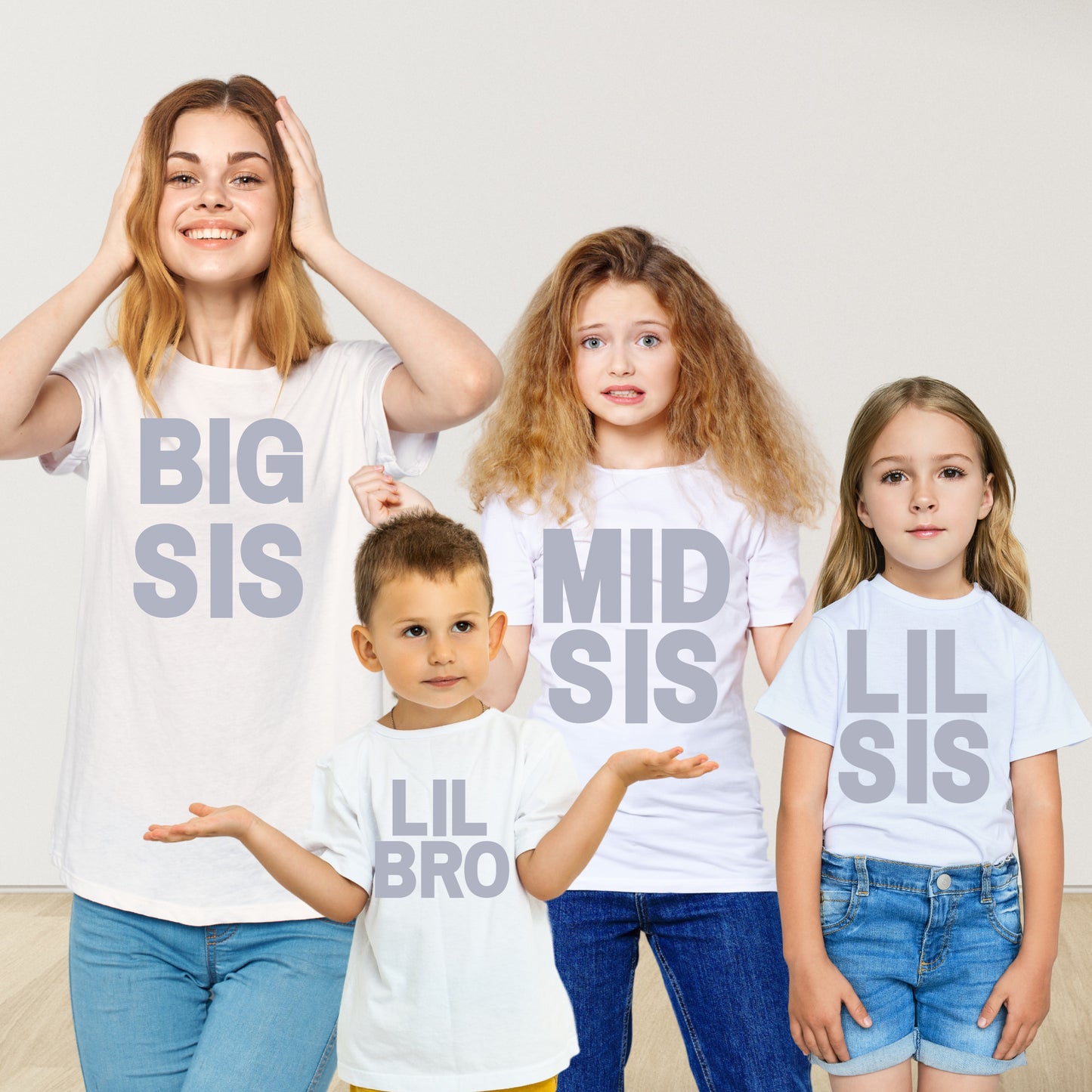 PRETTY IN GREY BRO/ BIG SIS MATCHING T-SHIRT