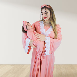 PRETTY IN PEACH MATERNITY MAXI AND SWADDLE BLANKET  SET