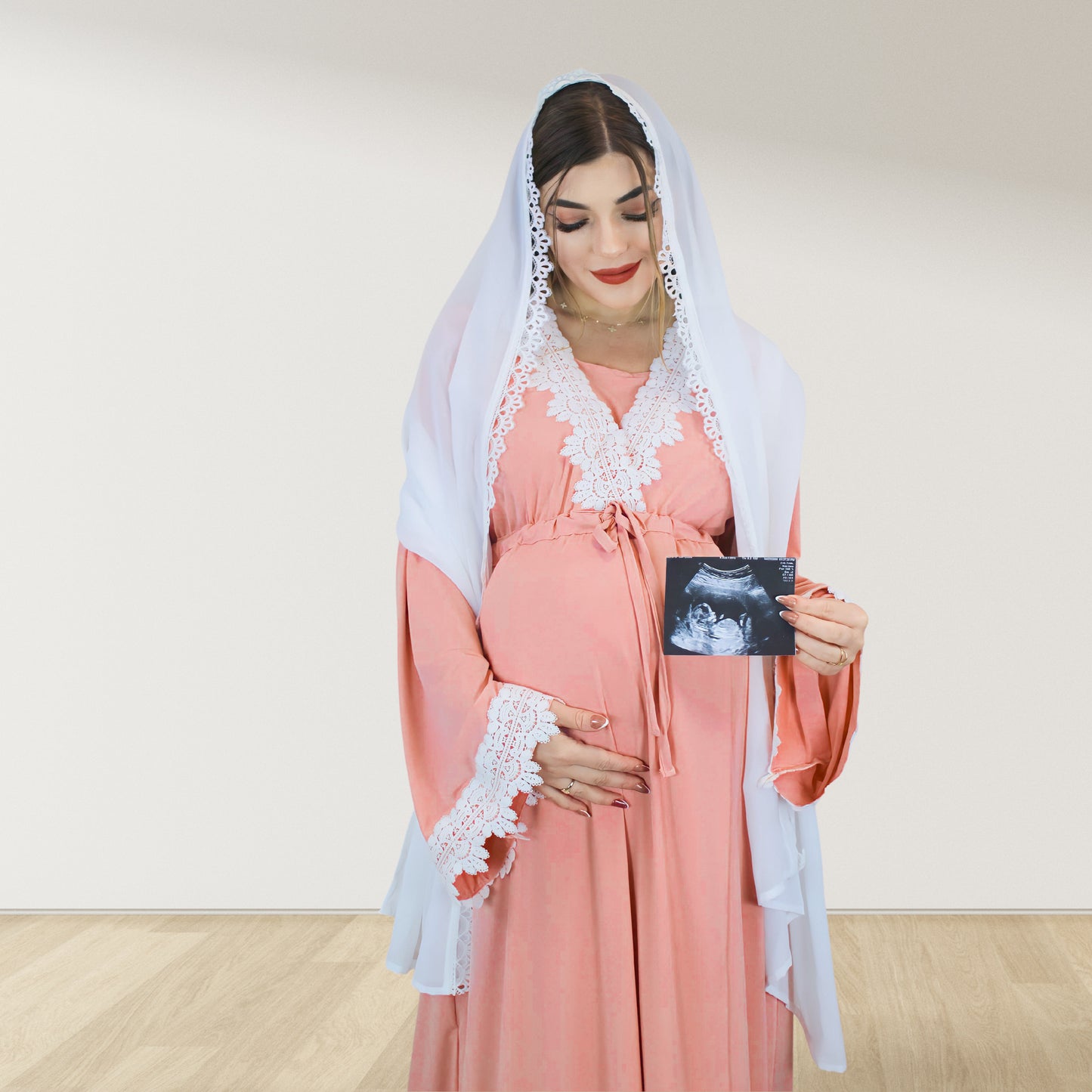 PRETTY IN PEACH MATERNITY MAXI AND SWADDLE BLANKET  SET