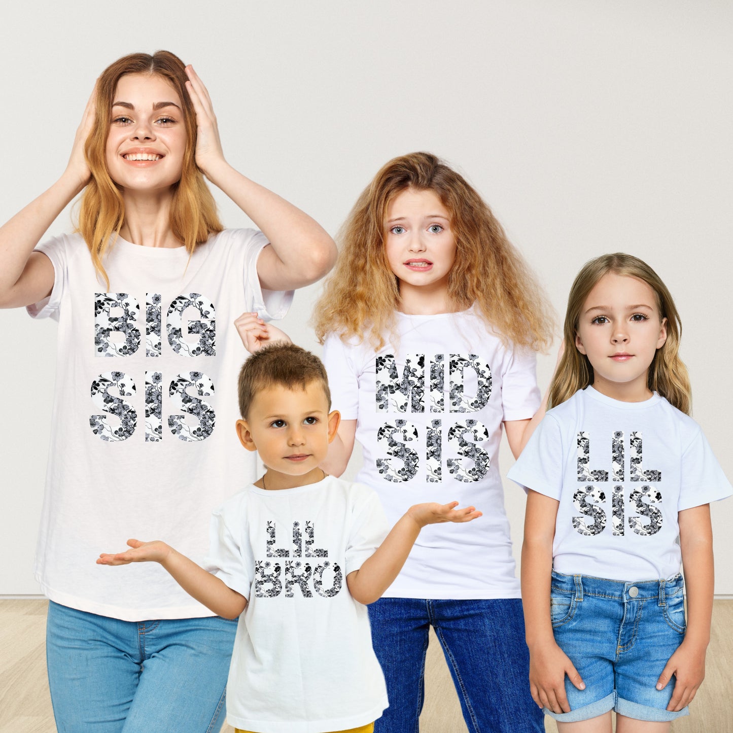GREY BLOSSOM BRO/ BIG SIS MATCHING T-SHIRT
