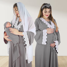 Load image into Gallery viewer, PRETTY IN STONE GREY MATERNITY MAXI AND SWADDLE BLANKET  SET
