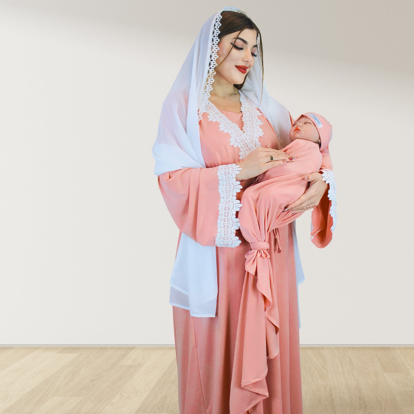 PRETTY IN PEACH MATERNITY MAXI AND SWADDLE BLANKET  SET