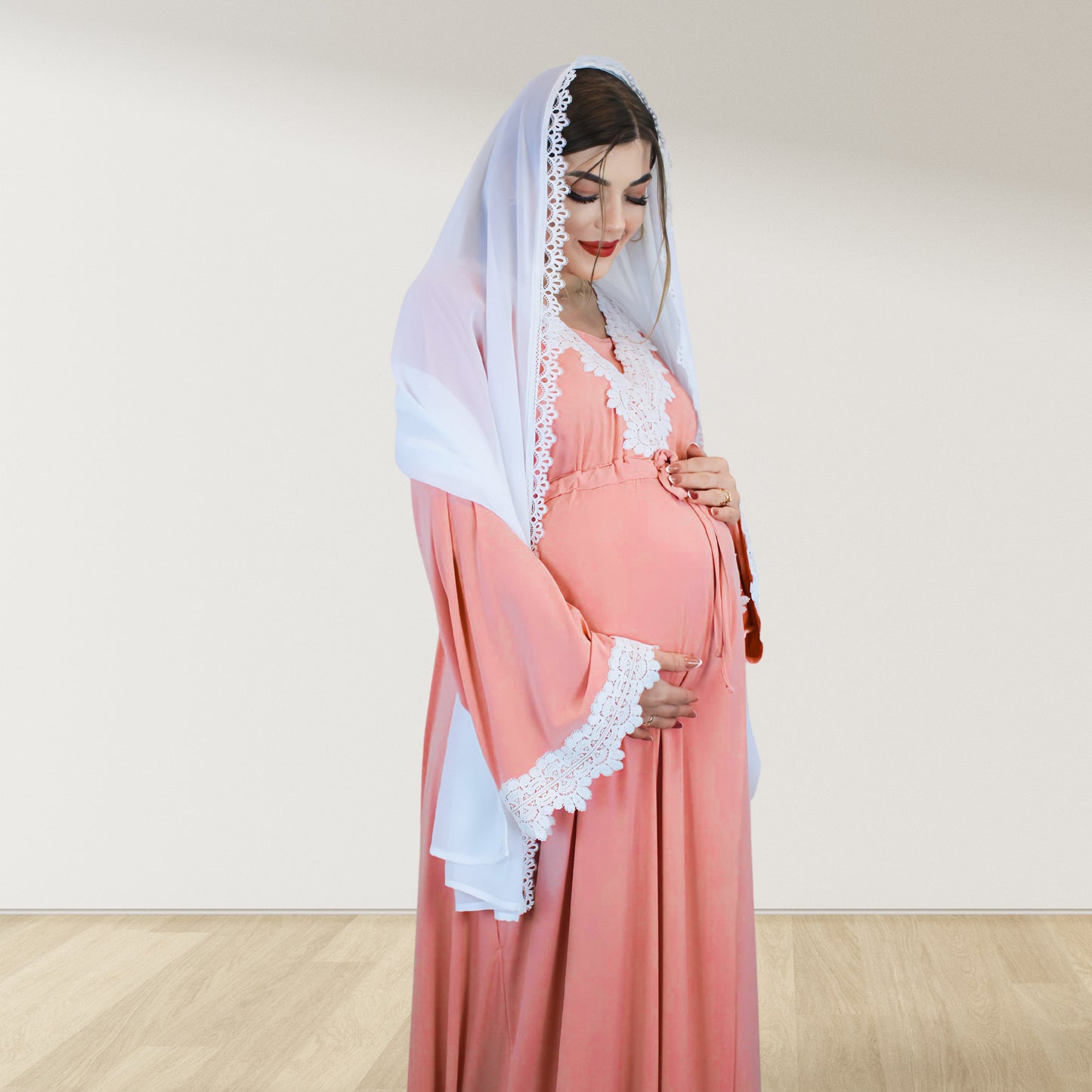 PRETTY IN PEACH MATERNITY MAXI AND SWADDLE BLANKET  SET