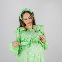 Load image into Gallery viewer, BABY GREEN ZIP MATERNITY AND NURSING GOWN
