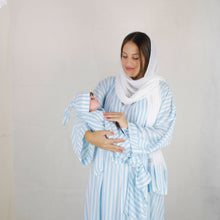 Load image into Gallery viewer, BABY BLUE STRIPES MOMMY AND ME 5 IN 1 LONG MATERNITY SET

