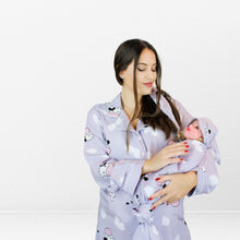 Load image into Gallery viewer, MILKY MAMA MATERNITY AND NURSING LONG PYJAMA SET WITH SWADDLE SET
