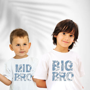 تي شيرت BIG BRO / BIG SIS متطابق مع طبعة زرقاء للأطفال