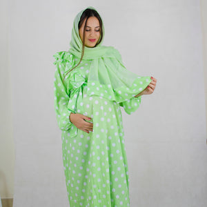 BABY GREEN ZIP MATERNITY AND NURSING GOWN