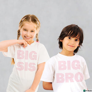 PINK AND WHITE STRIPES BIG BRO/ BIG SIS MATCHING T-SHIRT - mommyandmearabia