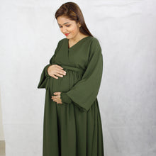 Load image into Gallery viewer, EMERALD GREEN  SEMI WRAP STYLE MATERINTY &amp; NURSING DRESS
