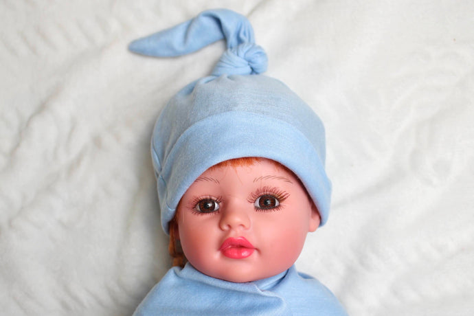 Baby Blue cotton stretch swaddle set - mommyandmearabia