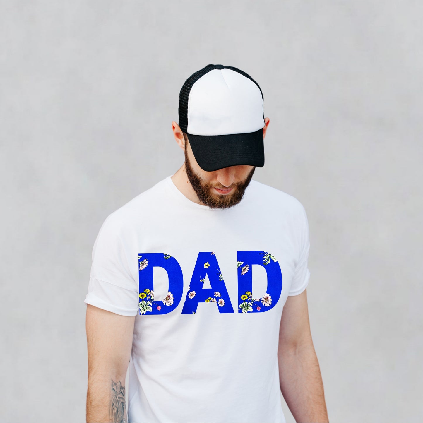 AZURE BLUE FLORAL MATCHING DAD T-SHIRT - mommyandmearabia