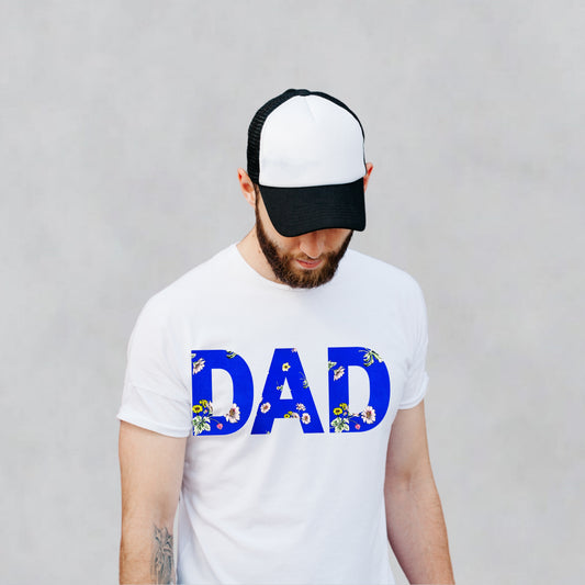 AZURE BLUE FLORAL MATCHING DAD T-SHIRT - mommyandmearabia