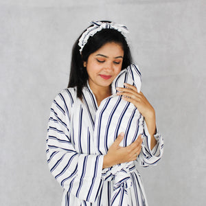 B&W STRIPES MOMMY AND ME 5 IN 1 SHORT MATERNITY SET - mommyandmearabia