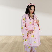 Load image into Gallery viewer, BABY BEE MATERNITY AND NURSING LONG PYJAMA SET WITH SWADDLE SET
