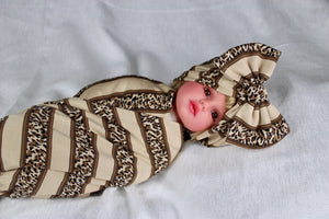 Baby leopard cotton stretch swaddle set - mommyandmearabia