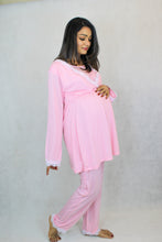 Load image into Gallery viewer, BABY PINK MATERNITY AND NURSING LACE PAJAMA SET
