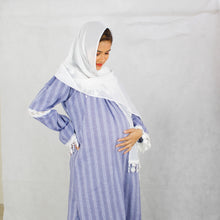 Load image into Gallery viewer, PURPLE COTTON MATERNITY AND NURSING LONG NIGHTDRESS
