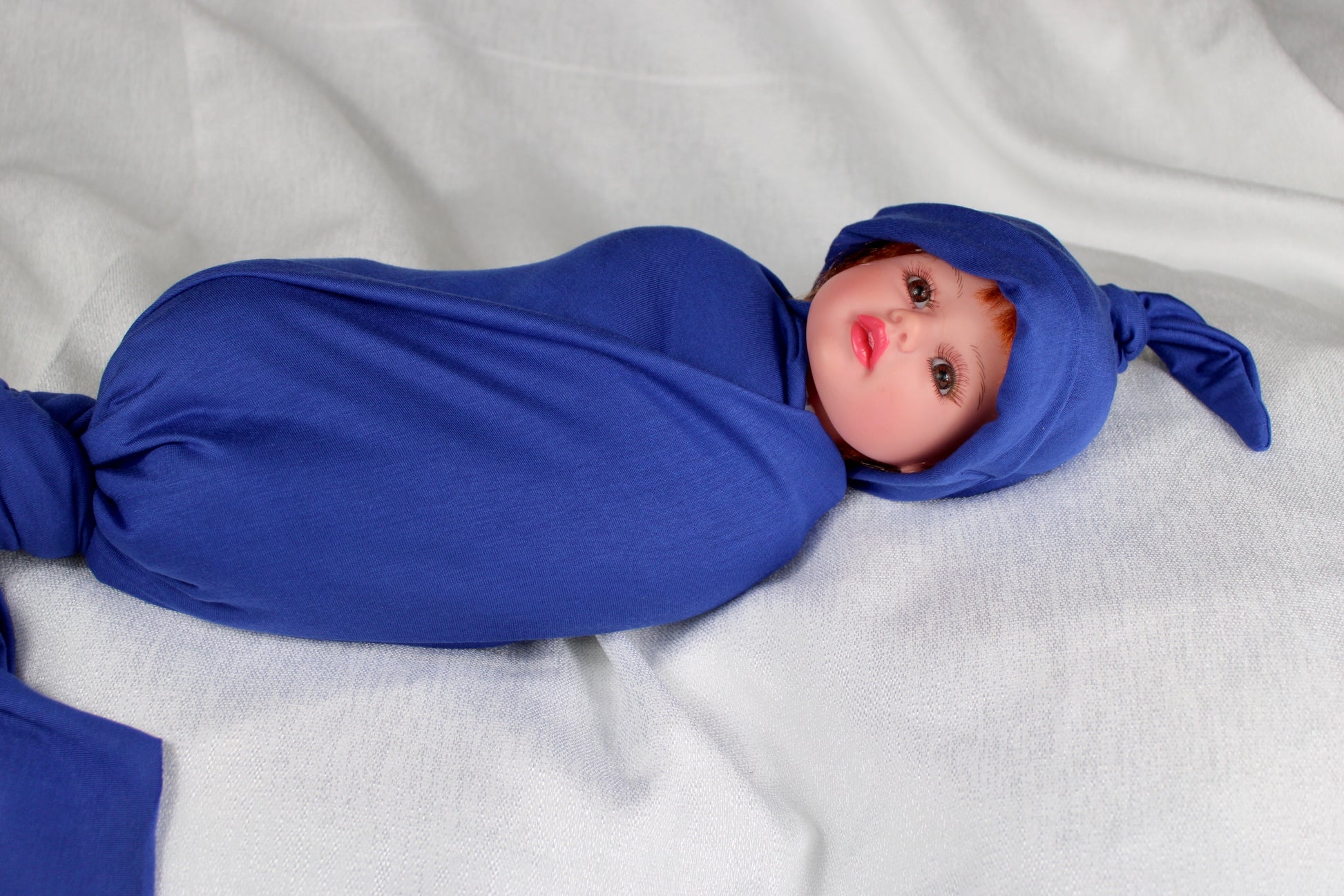 Admiral blue  cotton stretch swaddle set - mommyandmearabia