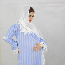 Load image into Gallery viewer, BLUE COTTON MATERNITY AND NURSING LONG NIGHTDRESS
