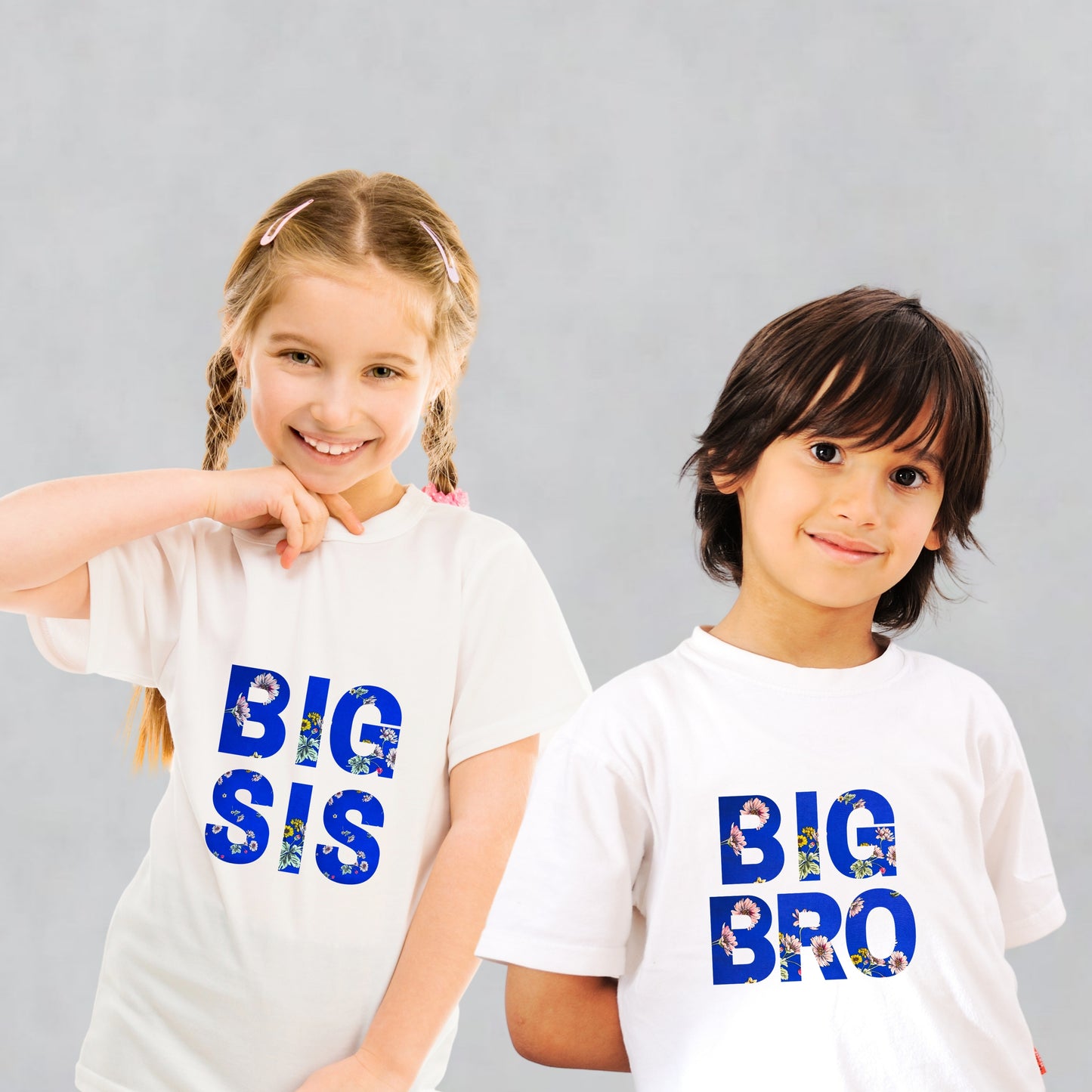 AZURE BLUE FLORAL BIG BRO/ BIG SIS  MATCHING T-SHIRT - mommyandmearabia