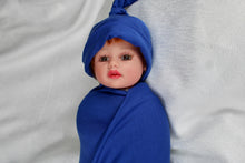 Load image into Gallery viewer, Admiral blue  cotton stretch swaddle set - mommyandmearabia
