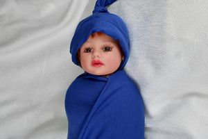 Admiral blue  cotton stretch swaddle set - mommyandmearabia