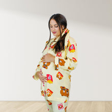 Load image into Gallery viewer, BABY BEAR MATERNITY AND NURSING LONG PYJAMA SET WITH SWADDLE SET
