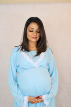 Load image into Gallery viewer, BABY BLUE MATERNITY AND NURSING LACE PAJAMA SET - mommyandmearabia
