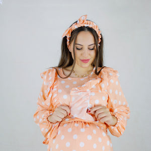 PEACHES DOTS  ZIP MATERNITY AND NURSING GOWN