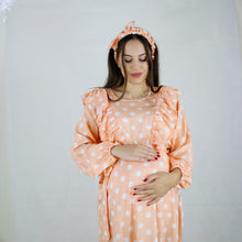 Load image into Gallery viewer, PEACHES DOTS  ZIP MATERNITY AND NURSING GOWN
