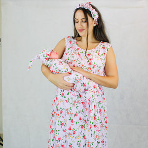PINK TULIP MOMMY AND ME 5 IN 1 LONG MATERNITY SET